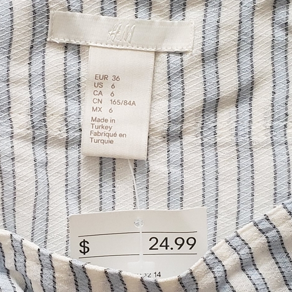 H&M blue white stripe tie side apron top NWT - Picture 9 of 9